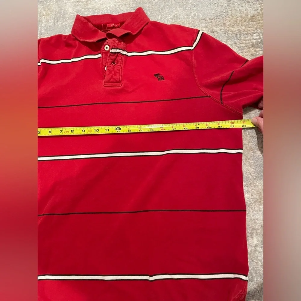 VTG Abercrombie & Fitch Long Sleeve Rugby Polo Shirt Red White Stripe 90’s XXL